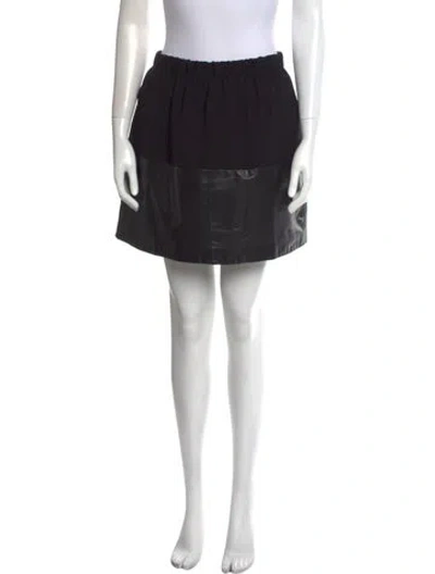 Pre-owned Vince Leather Trim Embellishment Mini Skirt In Black