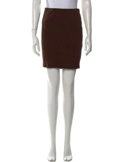 Pre-owned Vince Leather Trim Embellishment Mini Skirt In Brown