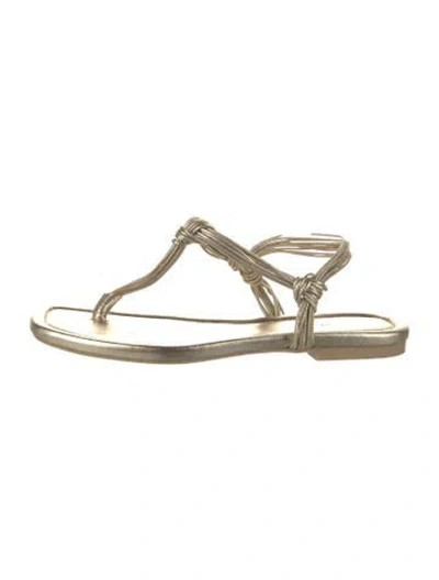 Pre-owned Vince Leather T-strap Sandals In Gold