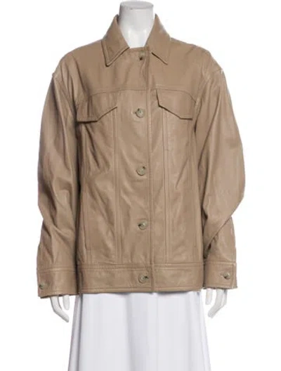 Pre-owned Vince Leather Utility Jacket In Brown