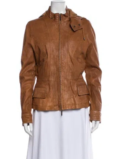 Pre-owned Vince Leather Utility Jacket In Brown