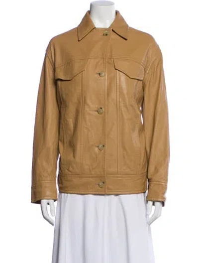 Pre-owned Vince Leather Utility Jacket In Brown