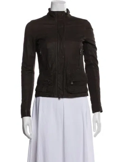 Pre-owned Vince Leather Utility Jacket In Brown
