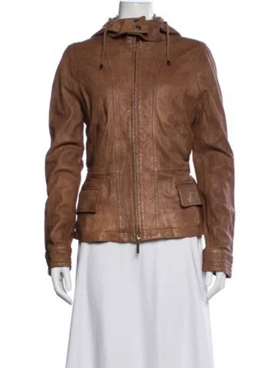 Pre-owned Vince Leather Utility Jacket In Brown