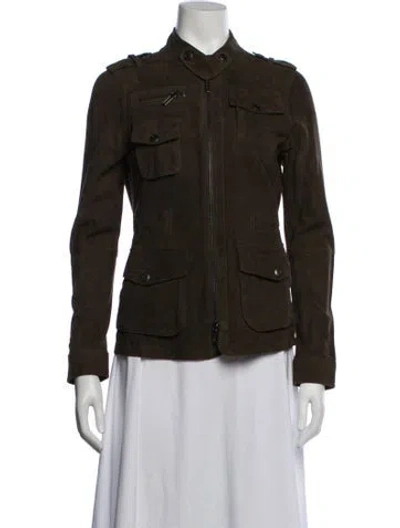 Pre-owned Vince Leather Utility Jacket In Brown/green