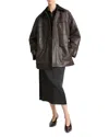 Vince Leather Utility Jacket In Ganache