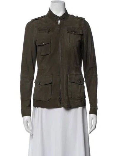 Pre-owned Vince Leather Utility Jacket In Green