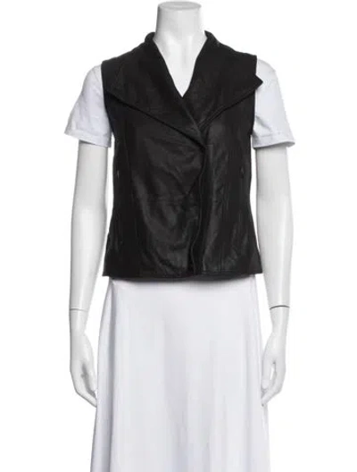 Pre-owned Vince Leather Vest In Black