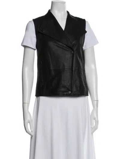 Pre-owned Vince Leather Vest In Black