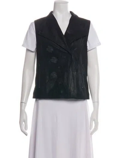 Pre-owned Vince Leather Vest In Black