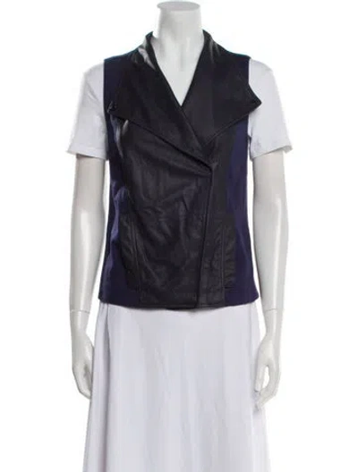 Pre-owned Vince Leather Vest In Blue