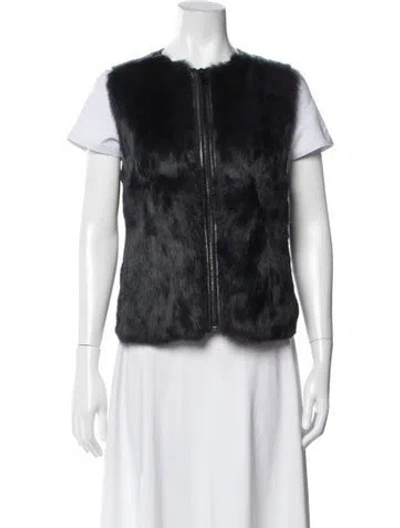 Pre-owned Vince Leather Vest In Blue