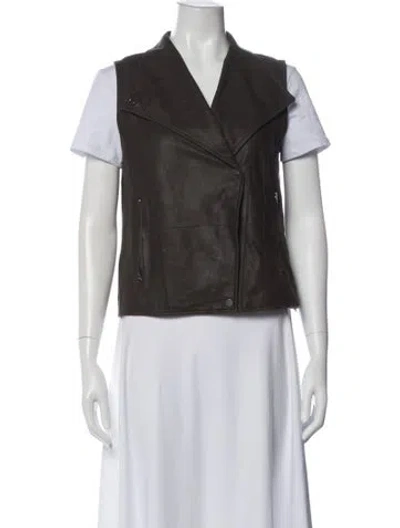 Pre-owned Vince Leather Vest In Brown