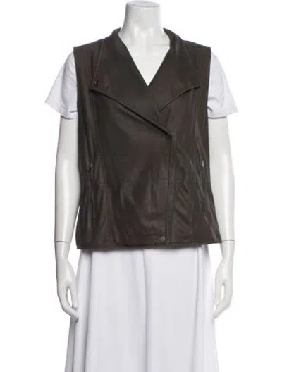 Pre-owned Vince Leather Vest In Brown