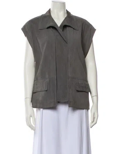 Pre-owned Vince Leather Vest In Gray