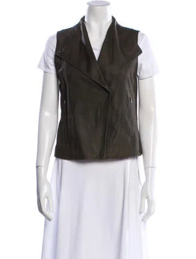 Pre-owned Vince Leather Vest In Green