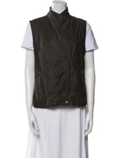 Pre-owned Vince Leather Vest In Green