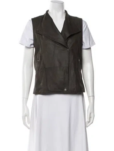 Pre-owned Vince Leather Vest In Green