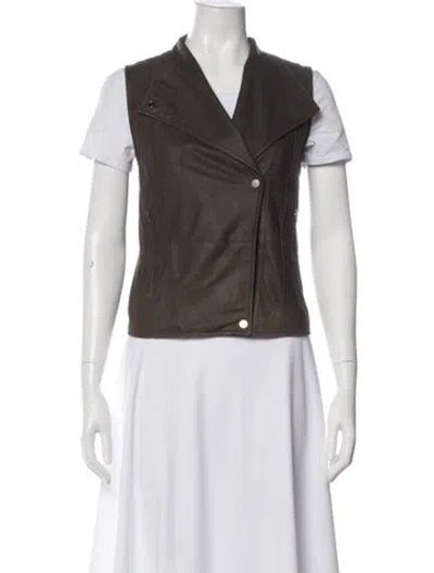 Pre-owned Vince Leather Vest In Green