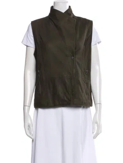 Pre-owned Vince Leather Vest In Green