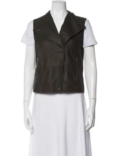 Pre-owned Vince Leather Vest In Green