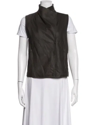 Pre-owned Vince Leather Vest In Green