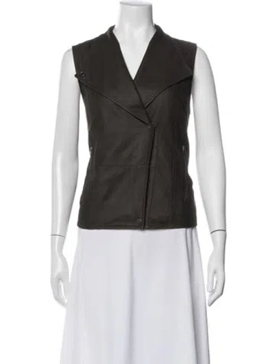 Pre-owned Vince Leather Vest In Green