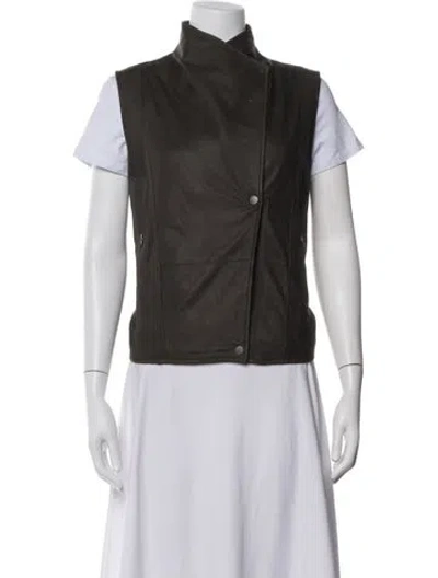 Pre-owned Vince Leather Vest In Green