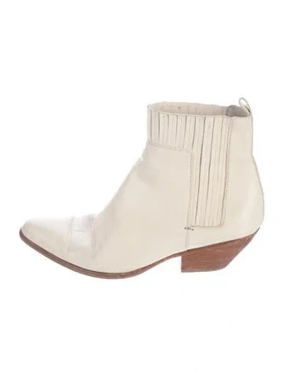 Pre-owned Vince Leather Western Boots In Neutrals