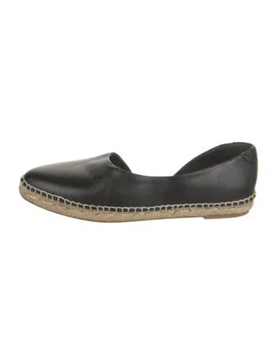 Pre-owned Vince Leather Whipstitch Trim Espadrilles In Black