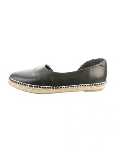 Pre-owned Vince Leather Whipstitch Trim Espadrilles In Silver