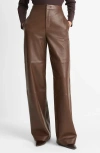 Vince Leather Wide Leg Utility Pants In Walnut