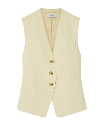 Vince Light Cream Yellow V-neck Sleeveless Waistcoat,