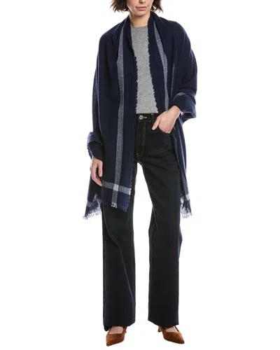 Vince Lightweight Border Stripe Cashmere Wrap In Black