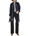 Vince Lightweight Border Stripe Cashmere Wrap In Blue