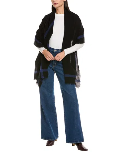 Vince Lightweight Border Stripe Wool & Cashmere-blend Wrap In Black