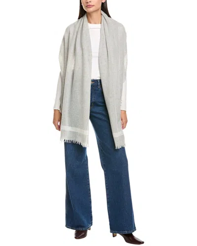 Vince Lightweight Border Stripe Wool & Cashmere-blend Wrap In Grey