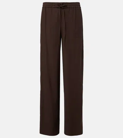Vince Linen And Rayon-blend Wide-leg Pants In Black