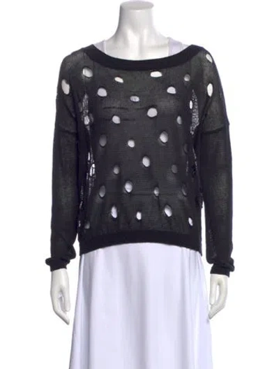 Pre-owned Vince Linen Bateau Neckline Sweater In Black