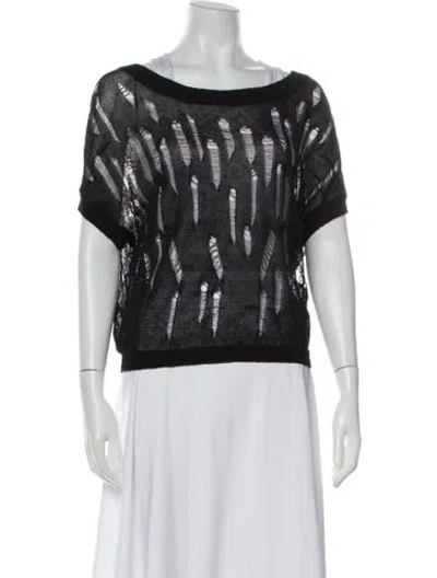 Pre-owned Vince Linen Bateau Neckline Sweater In Black