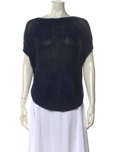Pre-owned Vince Linen Bateau Neckline Sweater In Blue