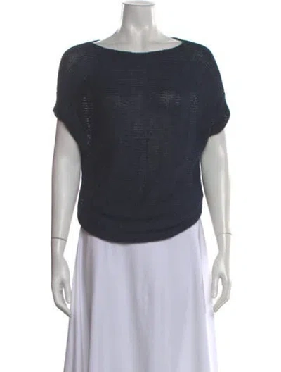Pre-owned Vince Linen Bateau Neckline Sweater In Blue