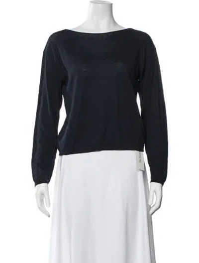 Pre-owned Vince Linen Bateau Neckline Sweater In Blue
