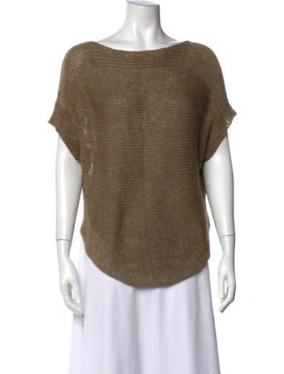 Pre-owned Vince Linen Bateau Neckline Sweater In Brown