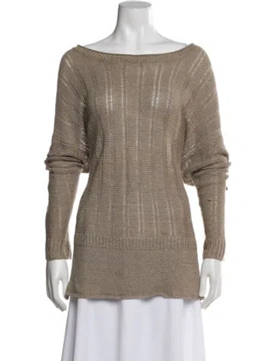 Pre-owned Vince Linen Bateau Neckline Sweater In Gray