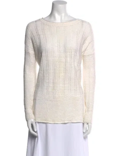 Pre-owned Vince Linen Bateau Neckline Sweater In Neutral