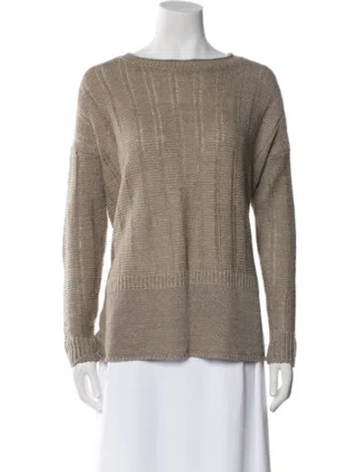Pre-owned Vince Linen Bateau Neckline Sweater In Neutral