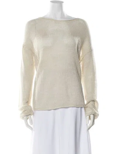 Pre-owned Vince Linen Bateau Neckline Sweater In Neutral