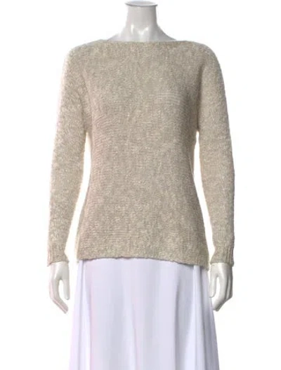 Pre-owned Vince Linen Bateau Neckline Sweater In Neutral