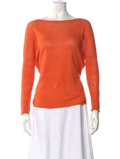 Pre-owned Vince Linen Bateau Neckline Sweater In Orange